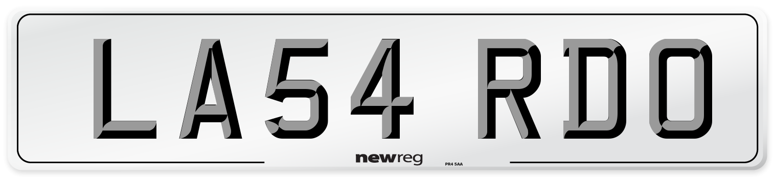 LA54 RDO Number Plate from New Reg